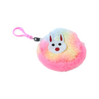 Soft mini purse with bunny face and rainbow fur