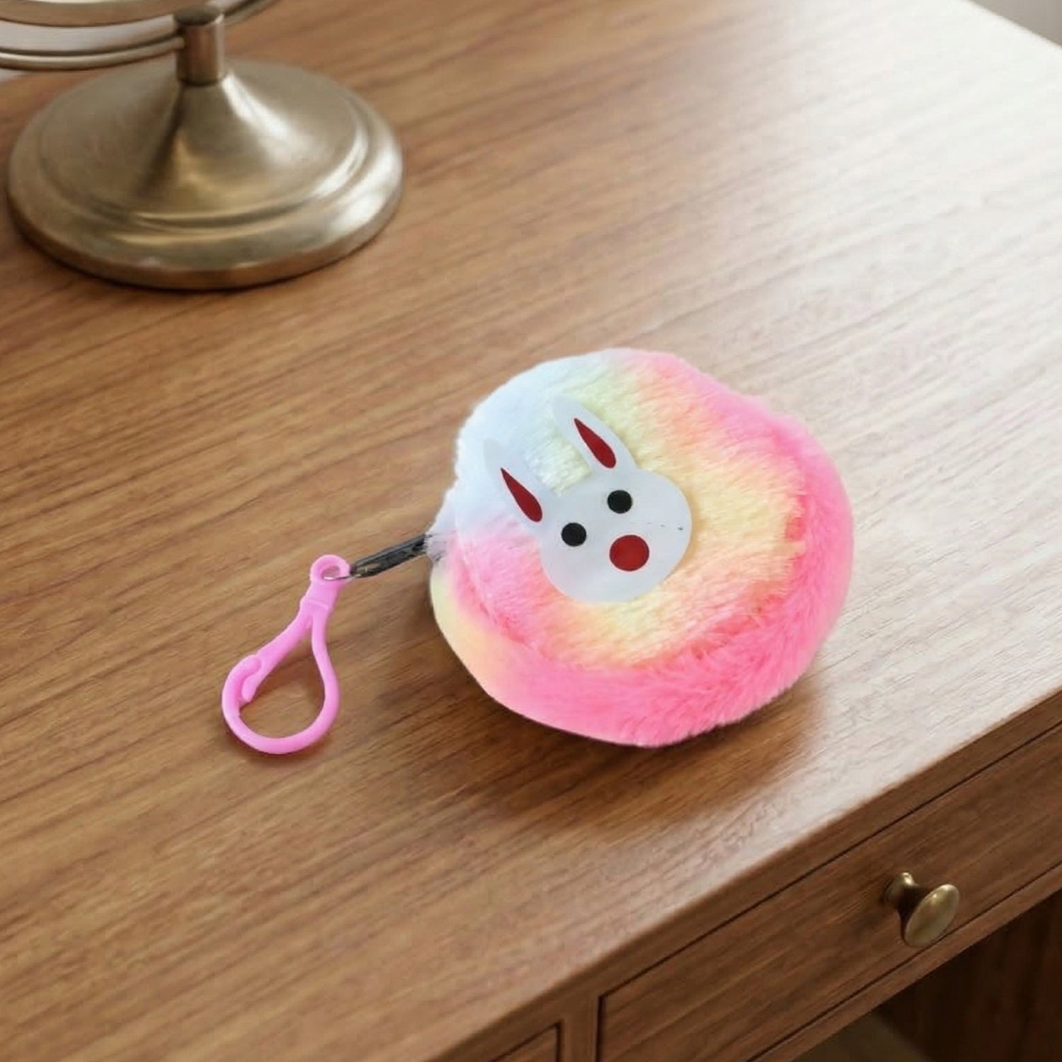 Mini coin pouch keychain with bunny design