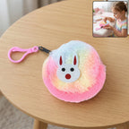 Cute bunny coin purse with rainbow fur for kids