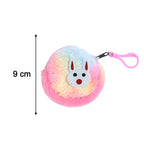 Small rainbow fur coin purse with keychain
