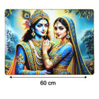 Colorful Radha Krishna wall art with traditional motifs
