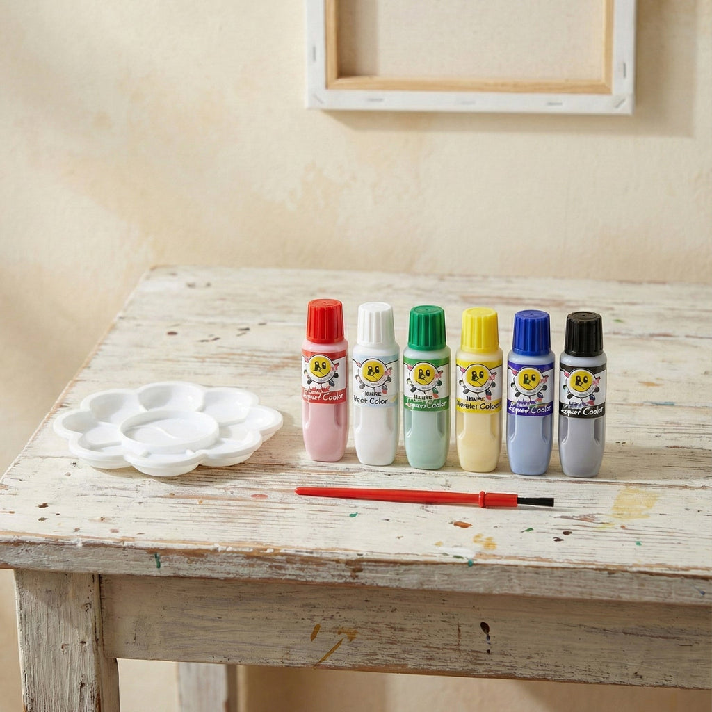 Painting set for children with brush and colours