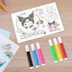 Six unique Kuromi-themed coloring sheets included in kids set