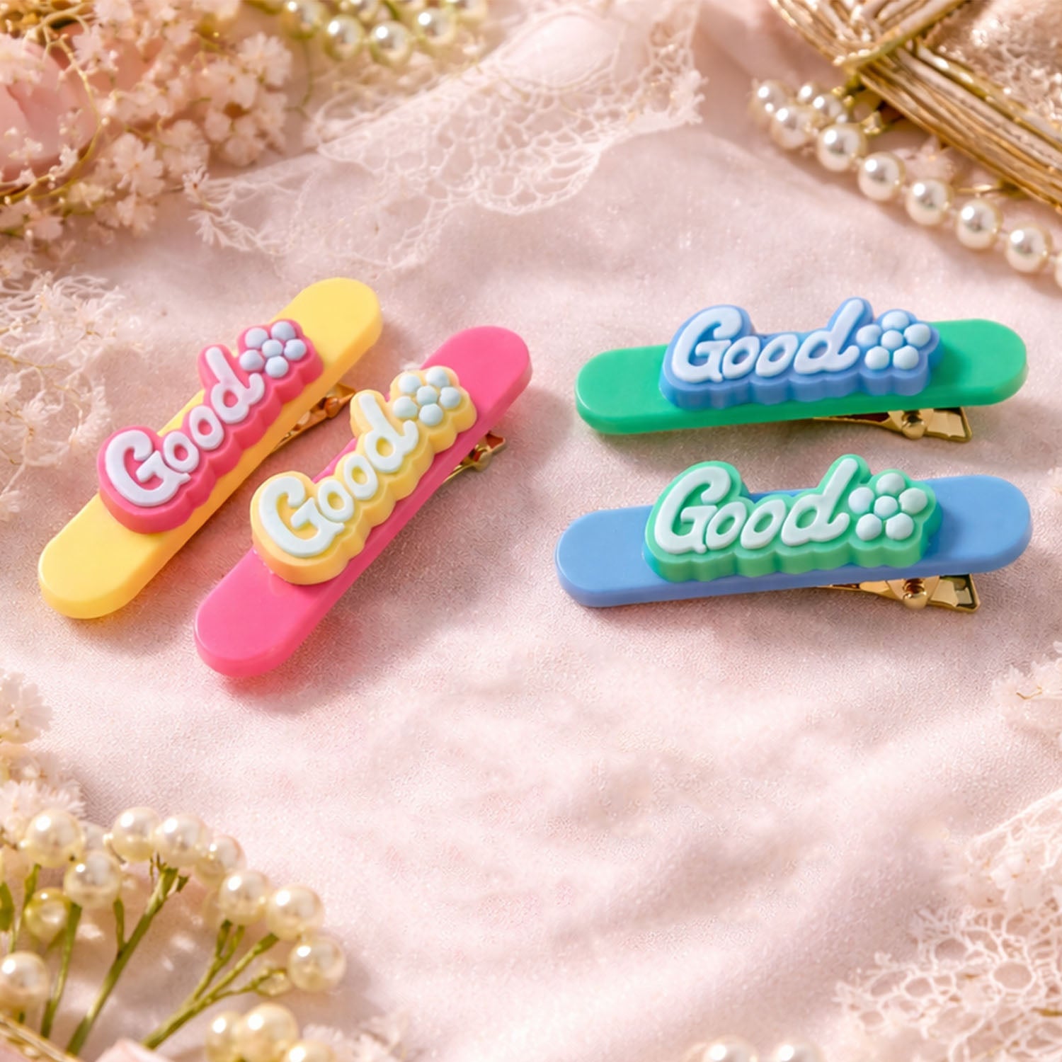Casual hair styling set of colorful snap clips for everyday use