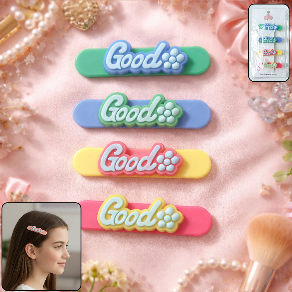 Colorful hair clip with good text design for women