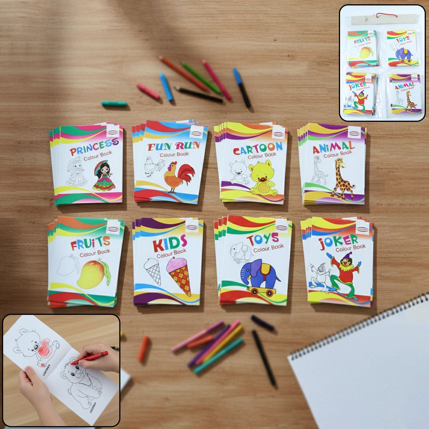 Kids Educational Colouring Book Set featuring 40 multi-theme pages