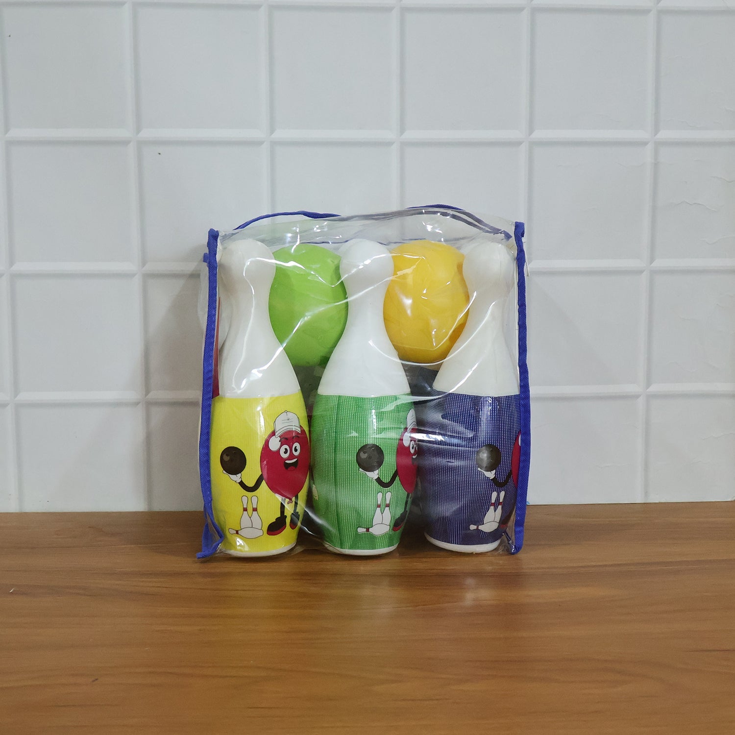 Brightly colored toddler bowling set for indoor and outdoor games