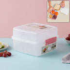Transparent lunch box allowing easy view of stored food in compartments