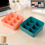6 compartment plastic storage box for organizing socks and household items