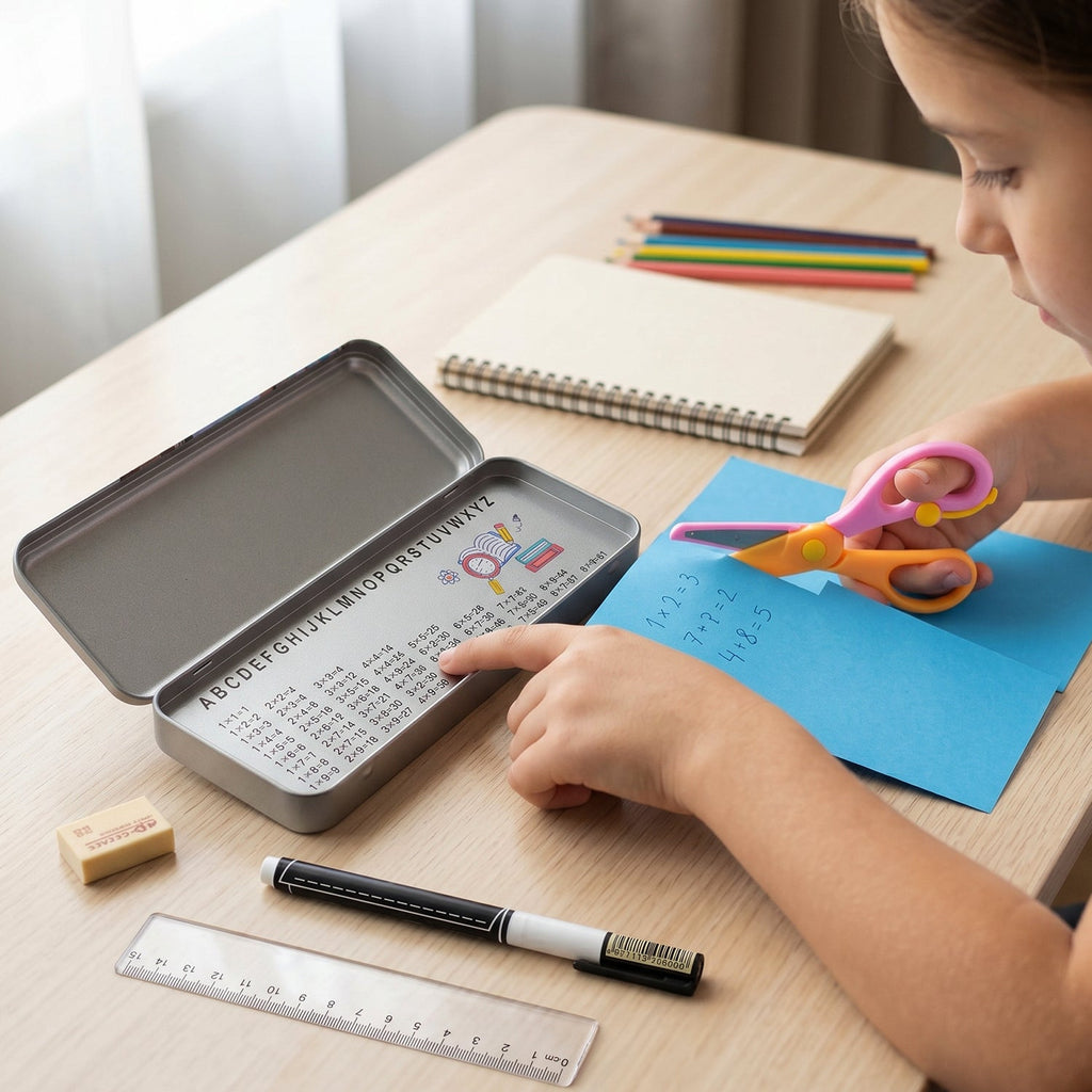 Multi-compartment organiser box for kids stationery