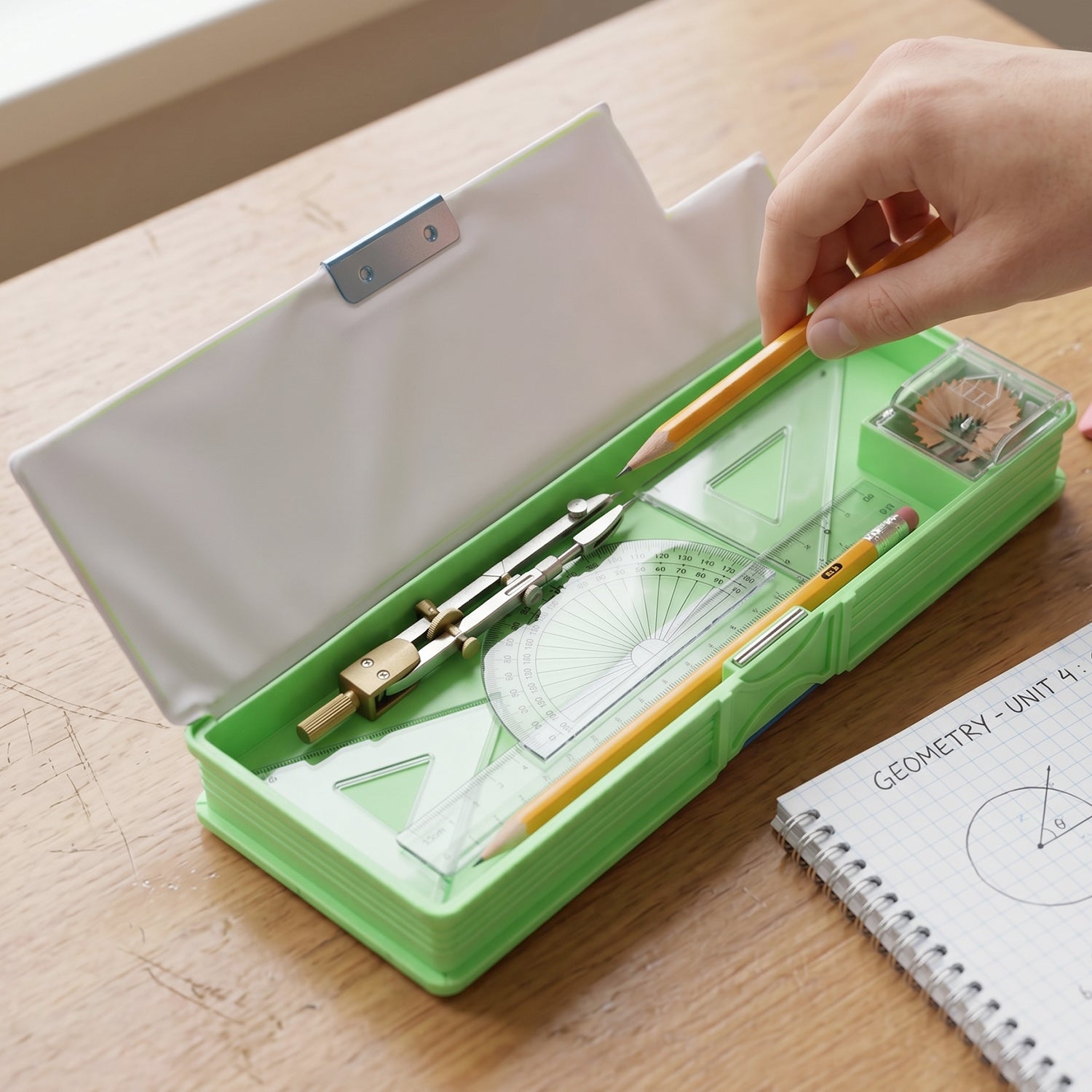 School stationery compass set with animal theme for kids