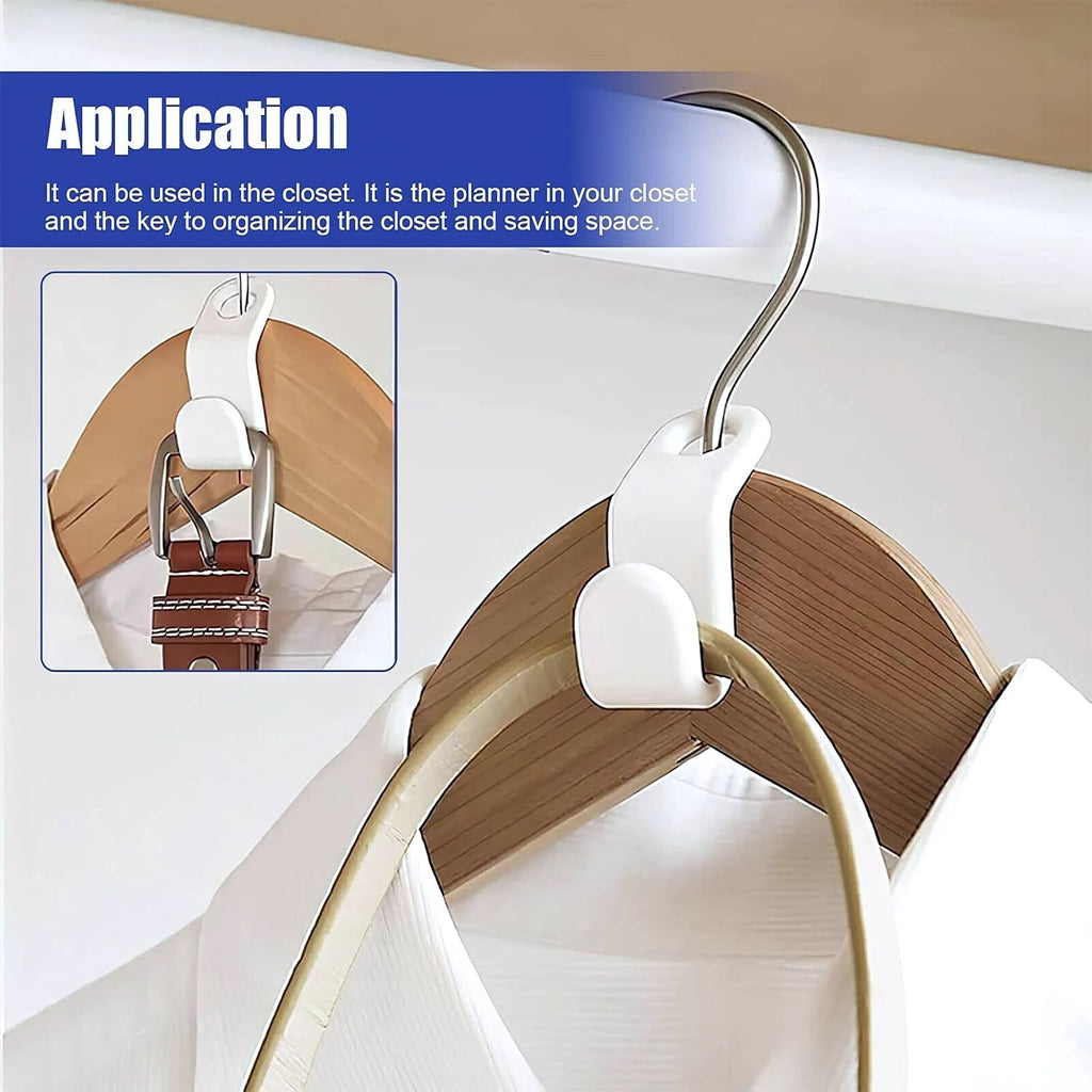 Multi-color hanger connector hooks attached on a closet rod