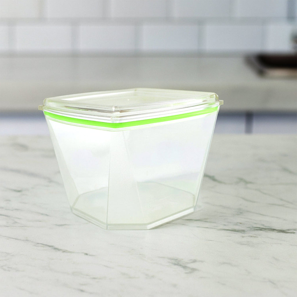 Two-piece food storage containers filled with snacks