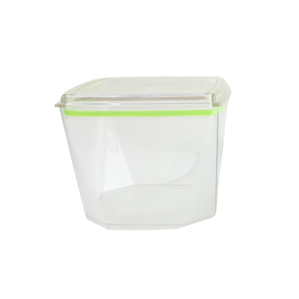 Organized kitchen shelves with stackable leak-proof food containers
