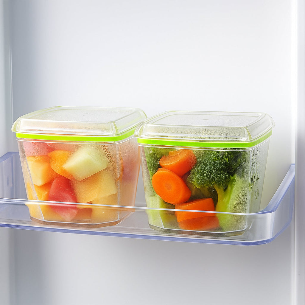 Close-up of airtight green lid locking food storage container