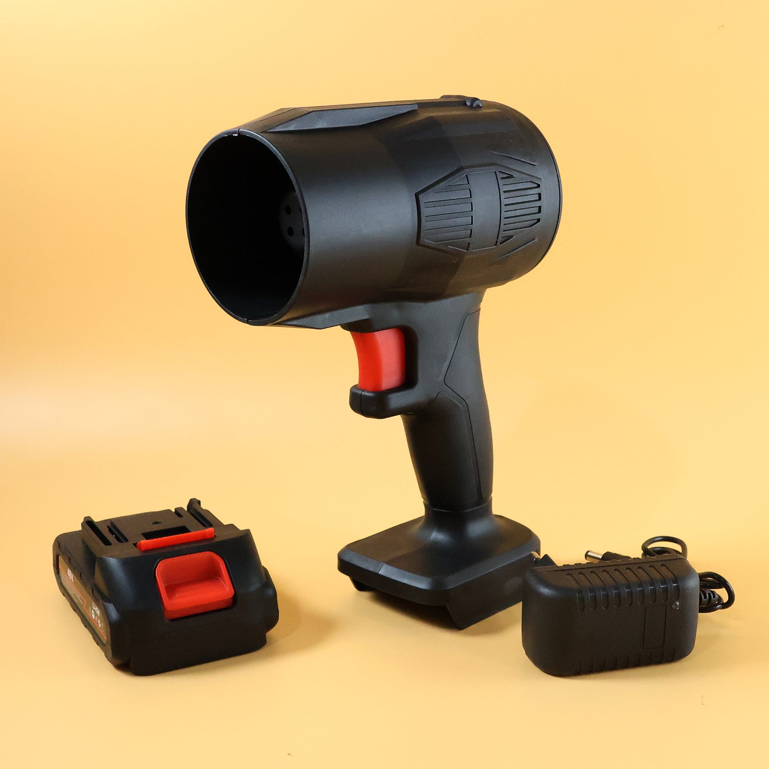 Cordless leaf blower equipped with rechargeable battery for portable cleaning