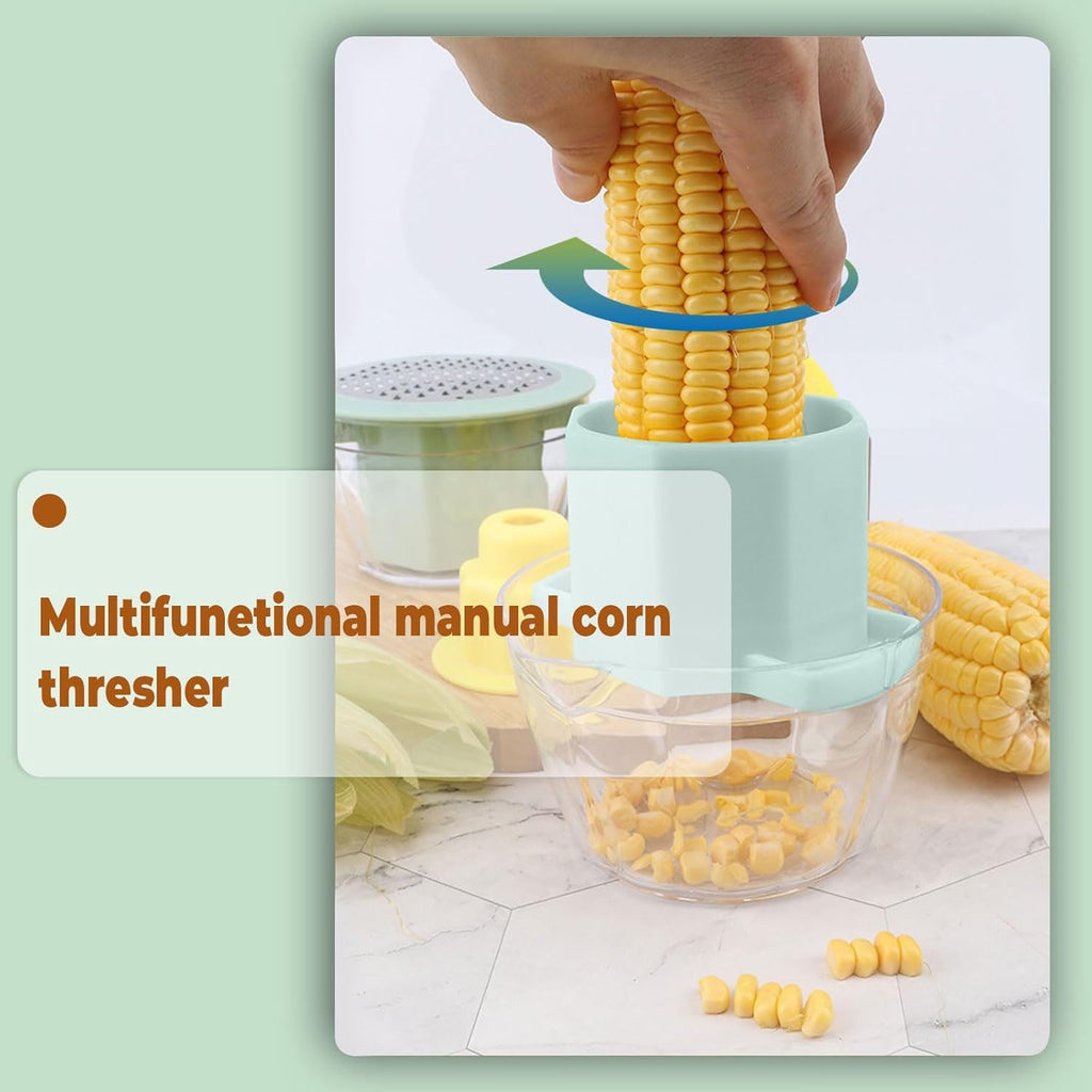 Side view of compact multipurpose manual vegetable grater design