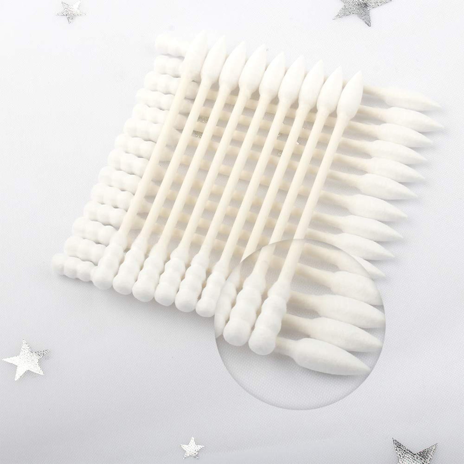 Cotton swabs arranged for easy use in personal grooming