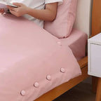 Curtain holder using Soft Duvet Button Clip with fabric-covered surface