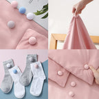 Close-up view of Soft Duvet Button Clip showing locking mechanism