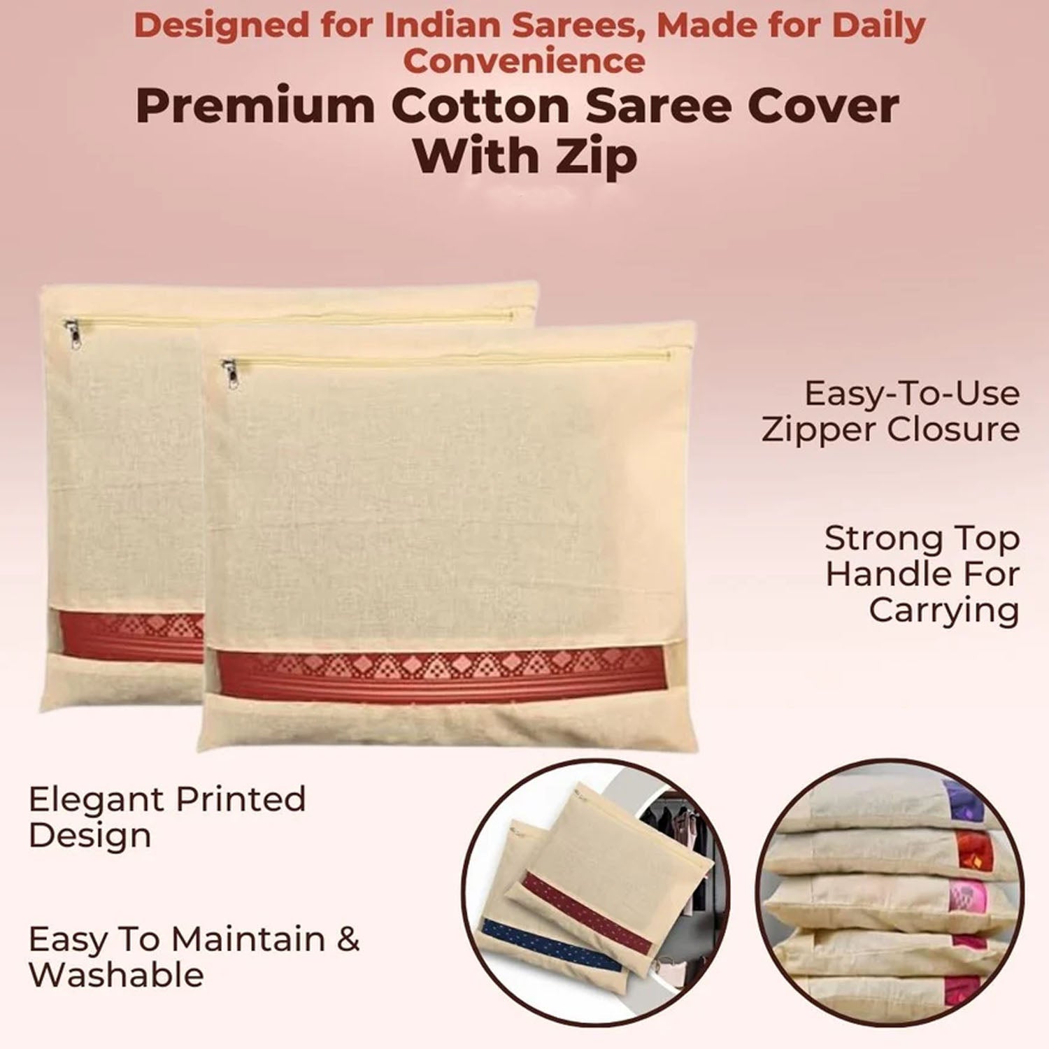 Wardrobe organizer saree bag for neat garment keeping