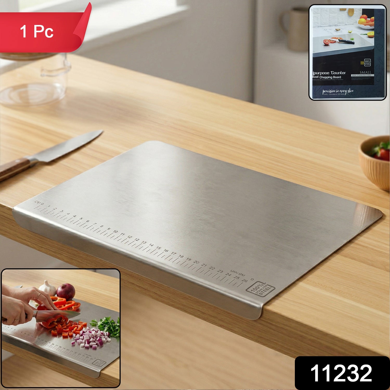 Kitchen stainless steel cutting board for chopping and food prep