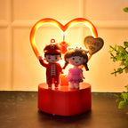 Romantic couple love showpiece with heart frame in glowing LED light