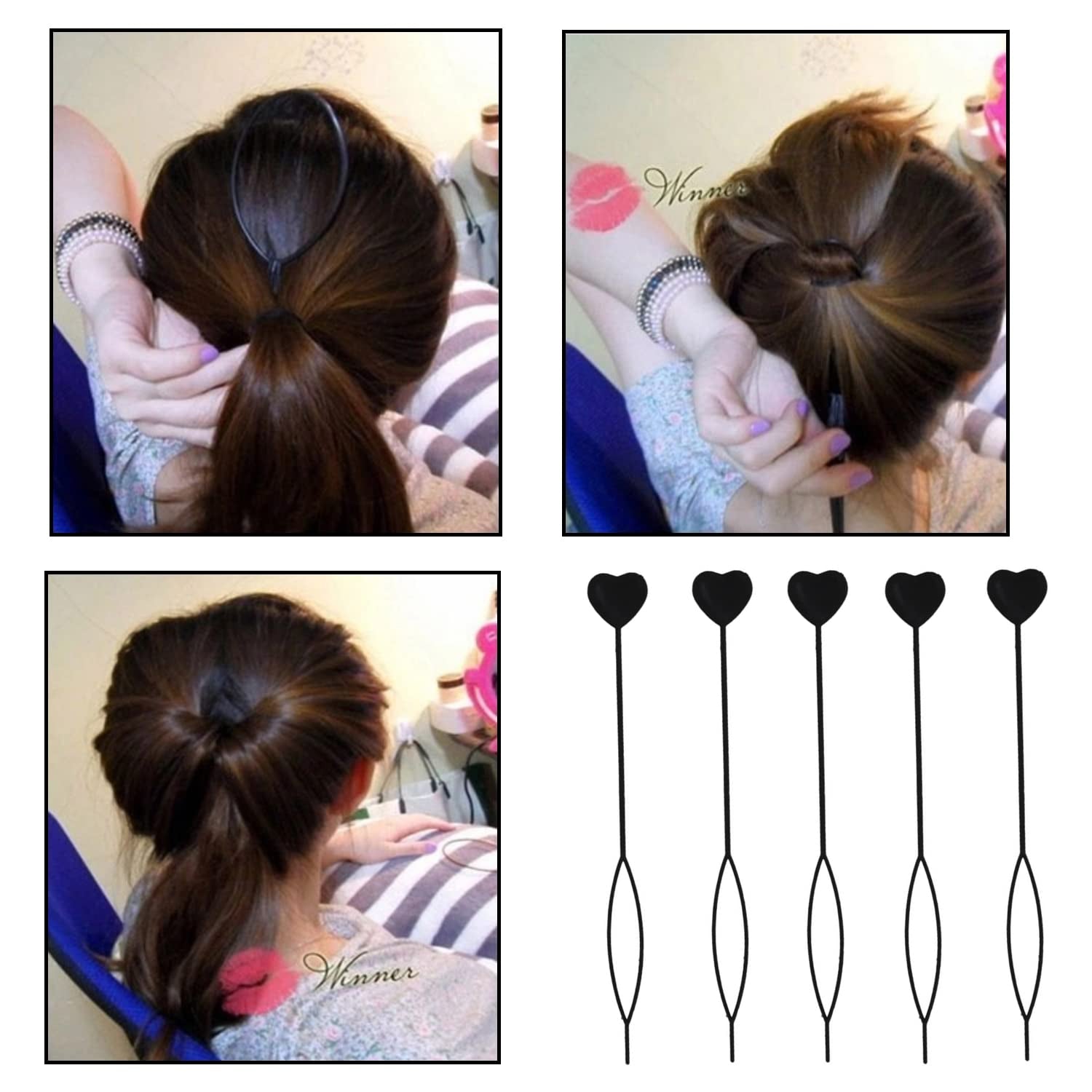 Pair of black heart-shaped hairpins placed side by side