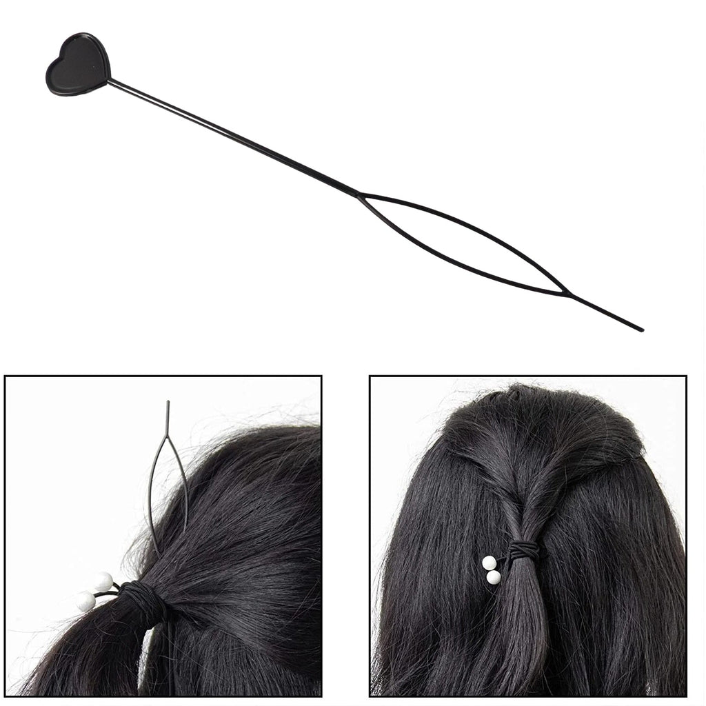 Hair clip set featuring stylish black heart-shaped pins