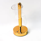 Stylish crystal table lamp featuring warm LED glow and golden metal base
