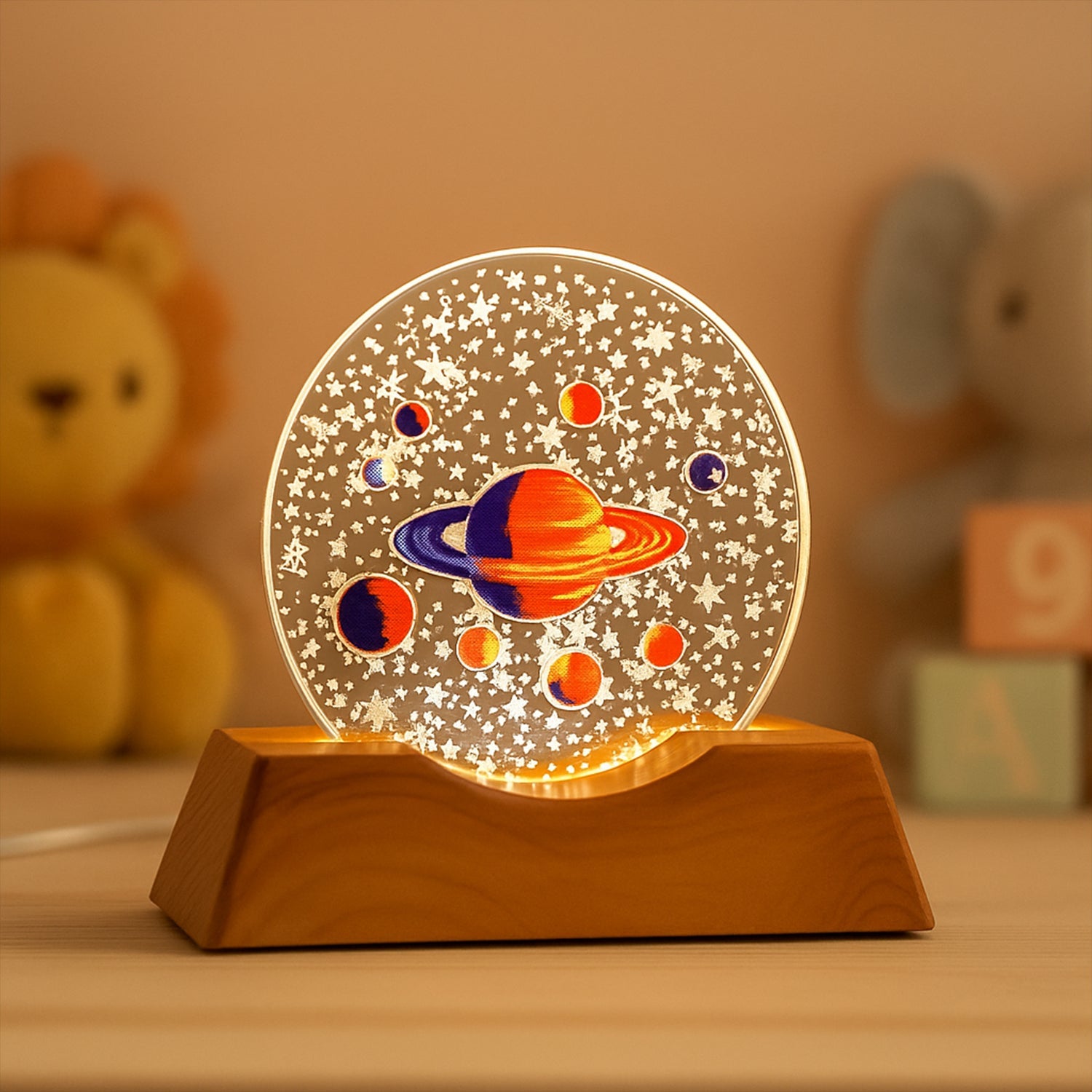 3D visualization lamp with glowing crystal ball night light design