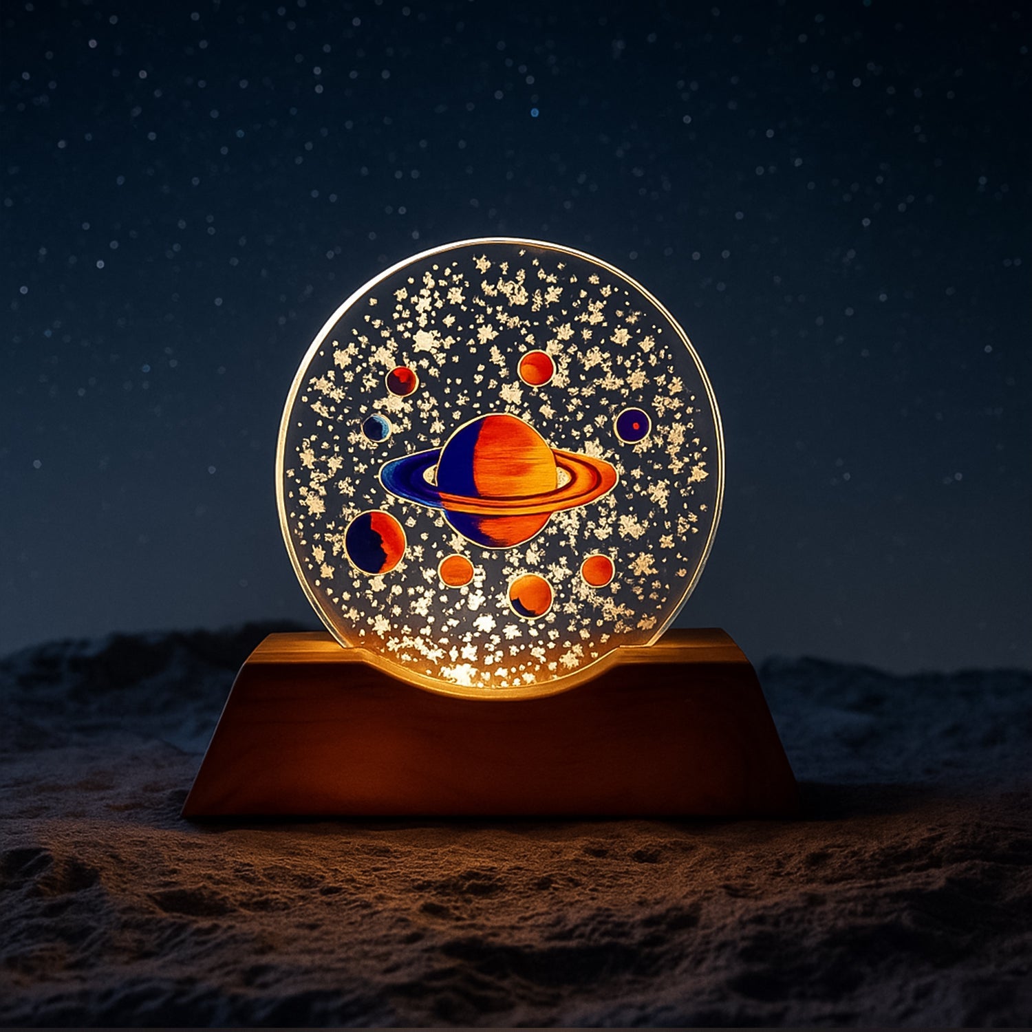 Glowing planet design on 3D creative visualization night lamp