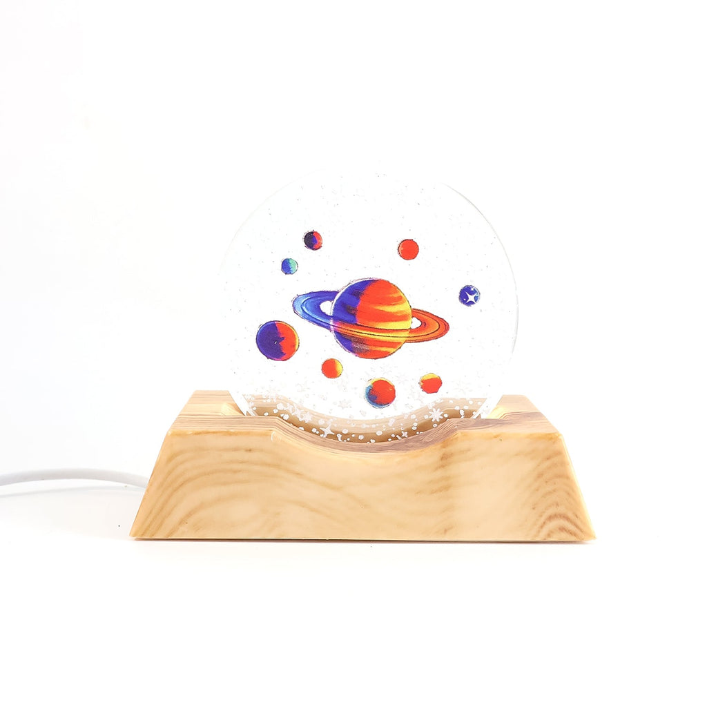 3D lamp showing detailed planet engraving with LED lighting