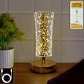 Crystal LED table lamp with golden flakes and elegant acrylic shade