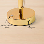 USB rechargeable crystal table lamp featuring luxury golden leaf pattern