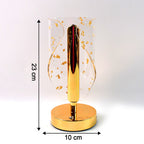 Contemporary crystal lamp with metal base and stylish golden leaf design