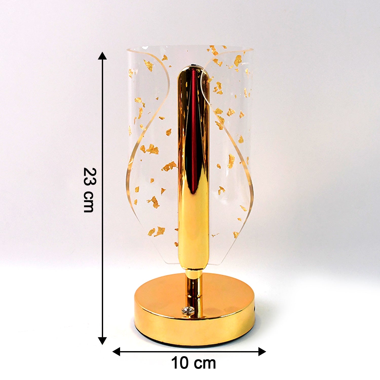 Contemporary crystal lamp with metal base and stylish golden leaf design