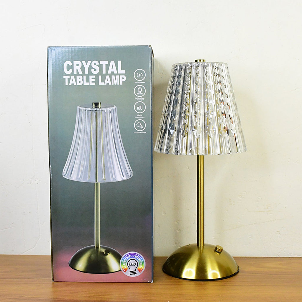 Stylish crystal table lamp with on/off button and USB charging cable included