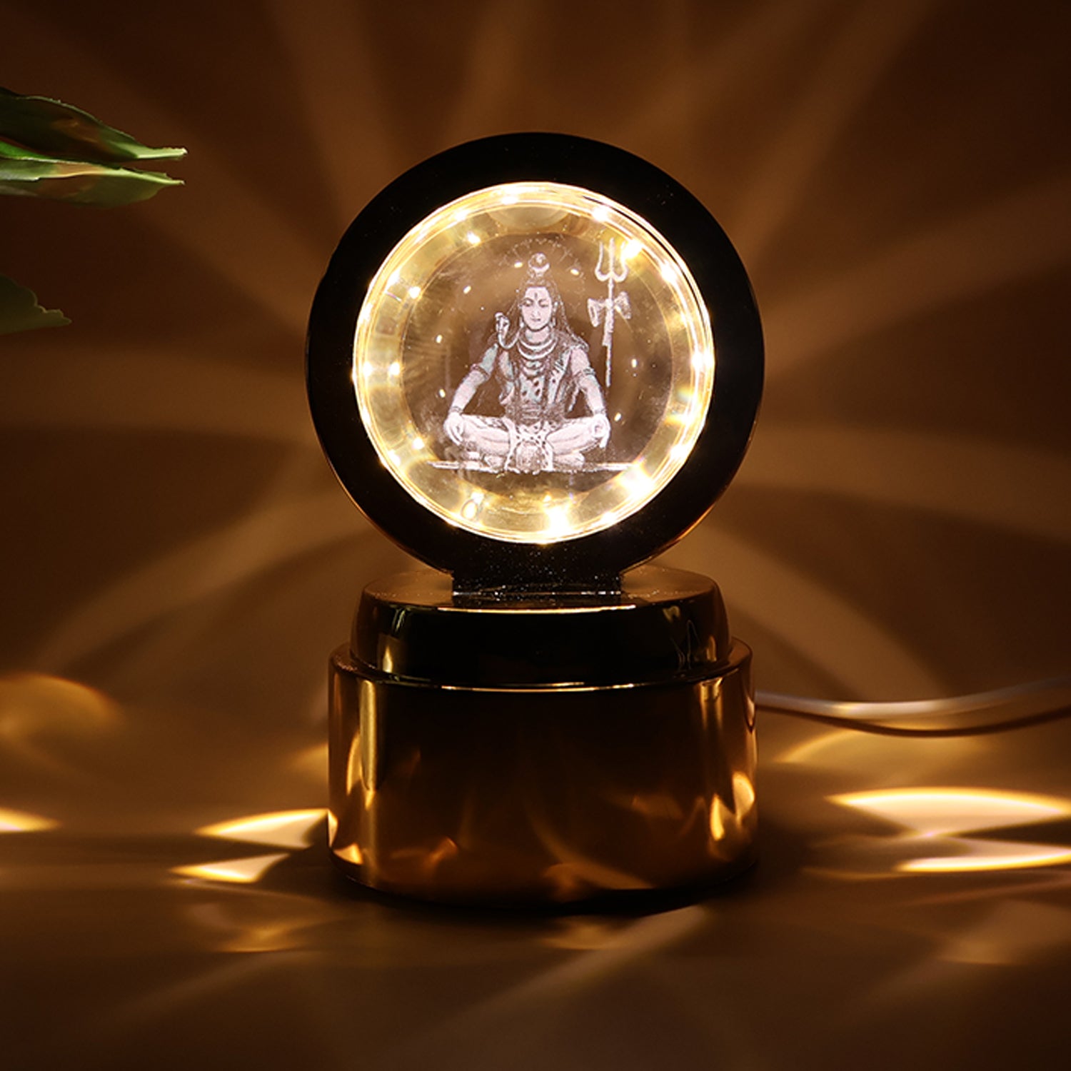 LED illuminated Mahadev crystal ball decorative night lamp