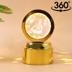 Crystal ball night light with Hindu deity engraving on rotating base