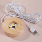 Side view of 3D crystal ball LED night lamp with USB connection