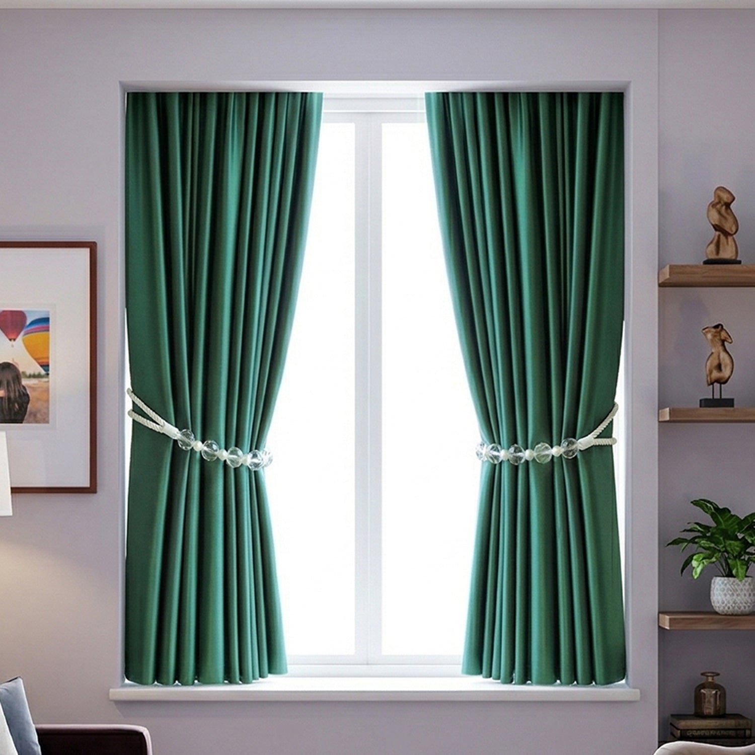 Stylish beaded curtain tieback for living room windows