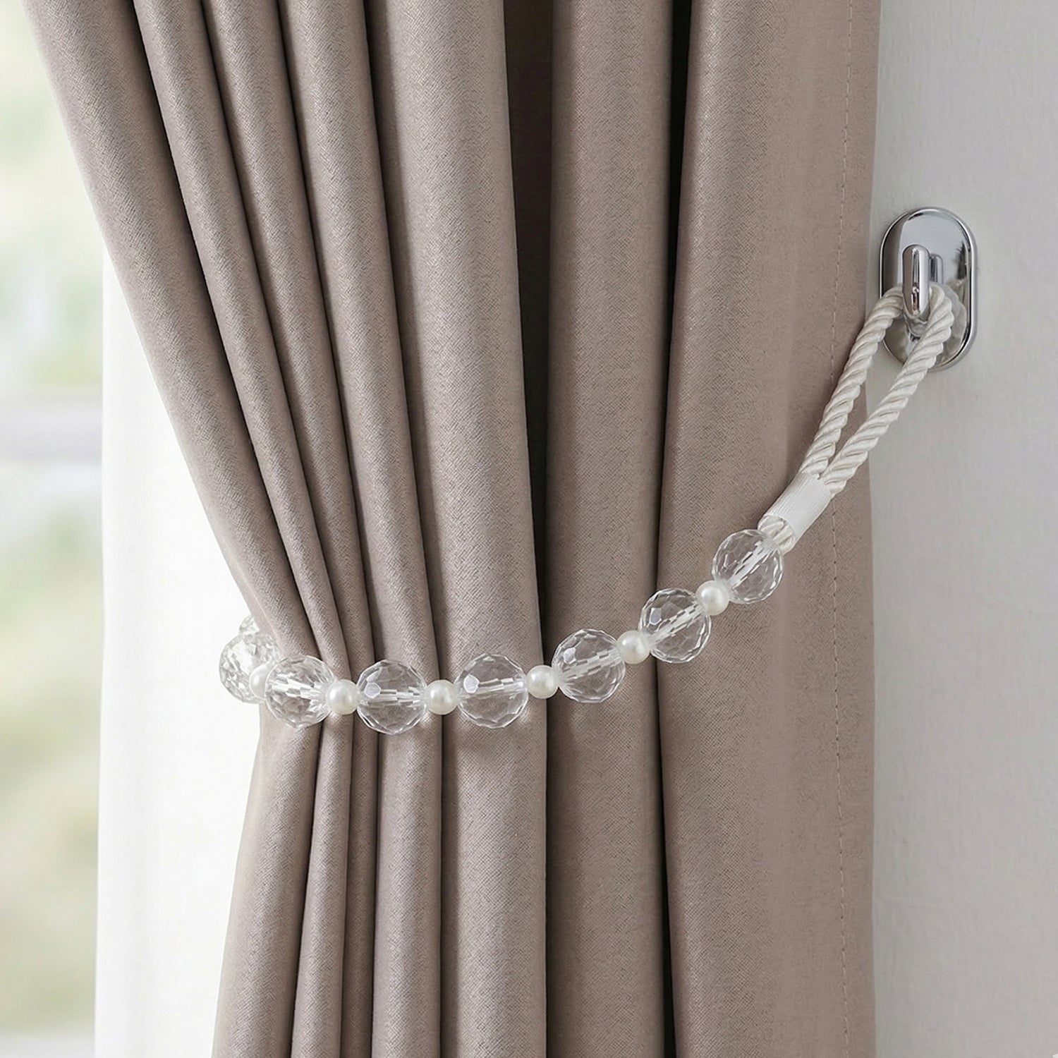 Elegant curtain rope tieback for residential interiors