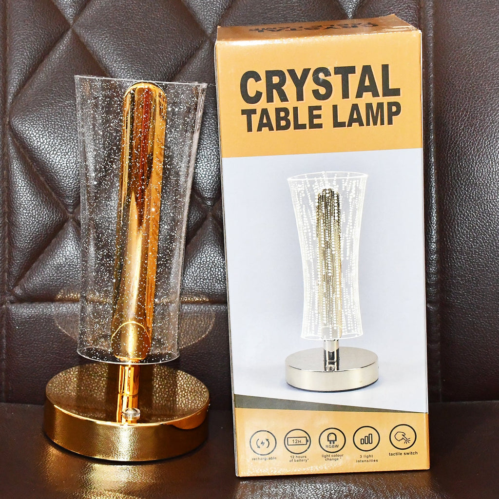 Bright crystal table lamp with sparkling effect and warm LED glow