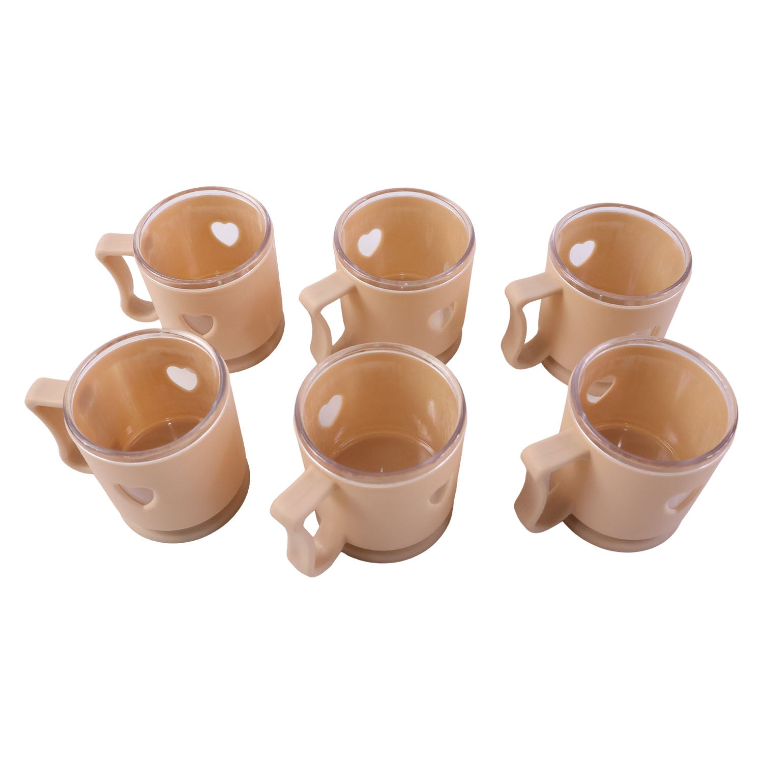 Stackable heart design mini mugs ready for serving drinks