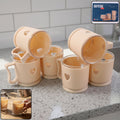 Set of 6 mini tea coffee mugs featuring elegant heart design