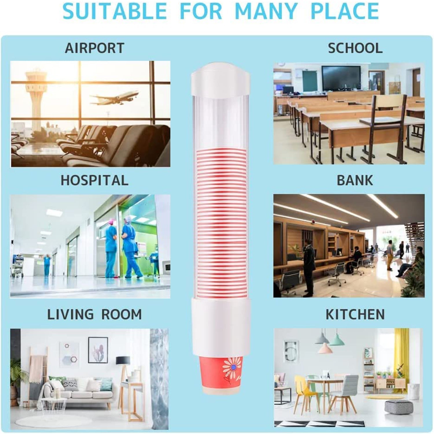 Wall-mounted automatic paper cup dispenser in use