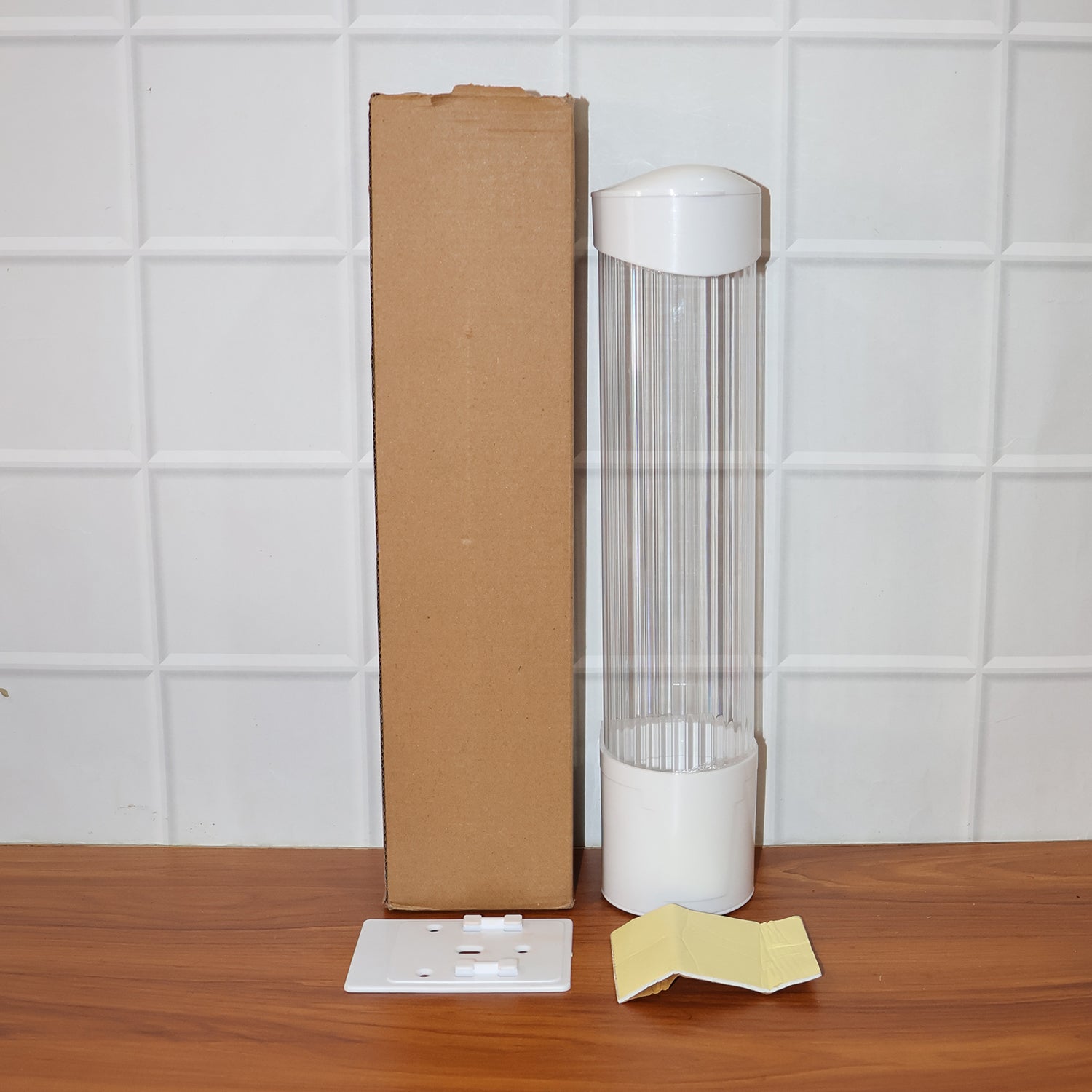 Transparent automatic paper cup dispenser with dustproof lid
