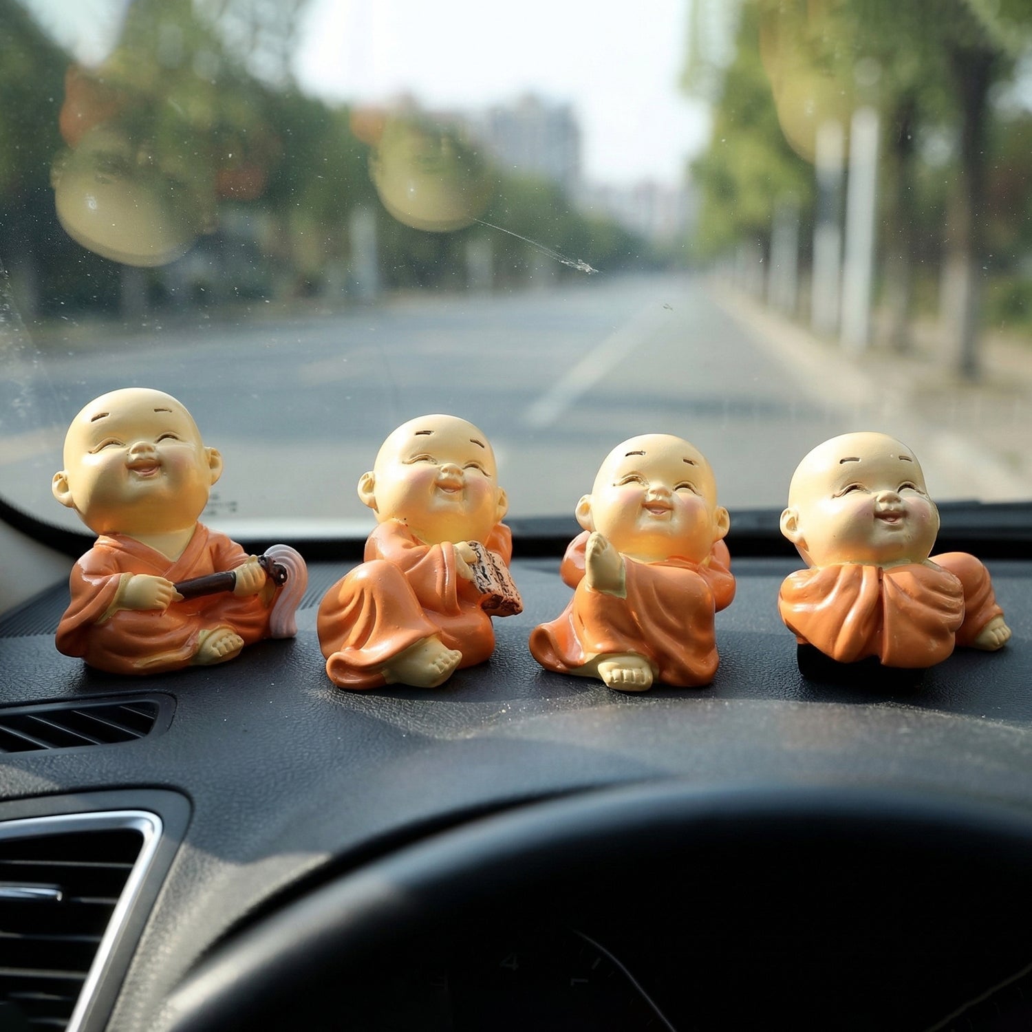 Happy Mini Monk Buddha figurine with joyful smile and detailed features