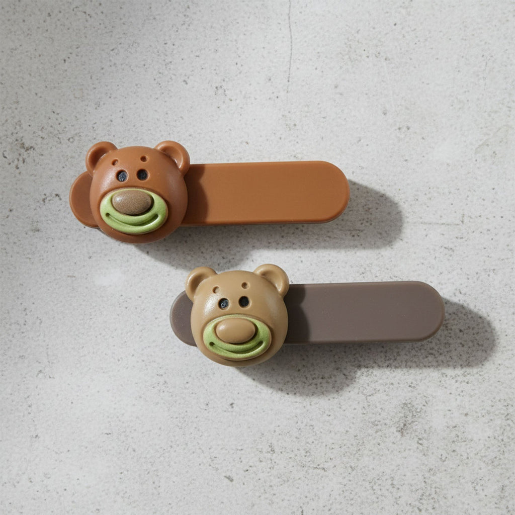 Stylish cartoon bear face hair pins for girls
